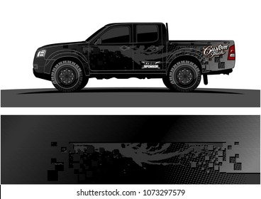 truck graphic vector design. abstract square shapes with grunge background for vinyl wrap.