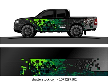 truck graphic vector design. abstract square shapes with grunge background for vinyl wrap.