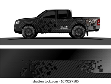 truck graphic vector design. abstract square shapes with grunge background for vinyl wrap.
