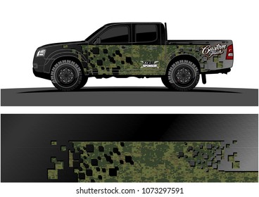 truck graphic vector design. abstract square shapes with grunge background for vinyl wrap.