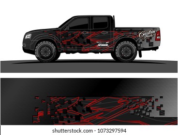 truck graphic vector design. abstract square shapes with grunge background for vinyl wrap.