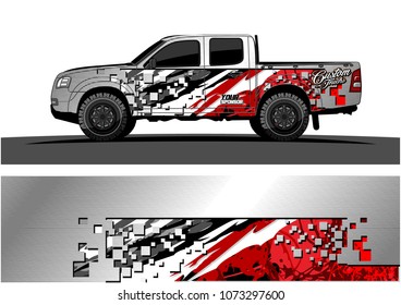 truck graphic vector design. abstract square shapes with grunge background for vinyl wrap.