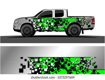 truck graphic vector design. abstract square shapes with grunge background for vinyl wrap.