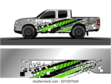 truck graphic vector design. abstract square shapes with grunge background for vinyl wrap.