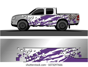 truck graphic vector design. abstract square shapes with grunge background for vinyl wrap.