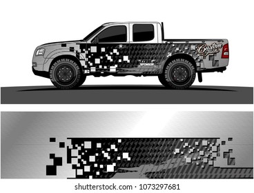 truck graphic vector design. abstract square shapes with grunge background for vinyl wrap.