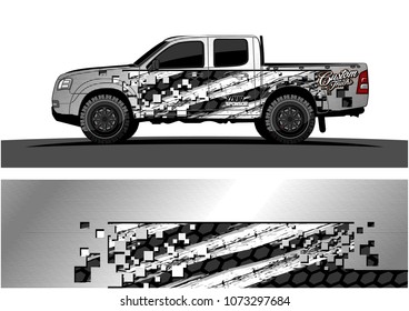 truck graphic vector design. abstract square shapes with grunge background for vinyl wrap.