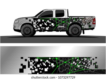 truck graphic vector design. abstract square shapes with grunge background for vinyl wrap.