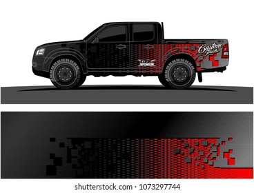 truck graphic vector design. abstract square shapes with grunge background for vinyl wrap.