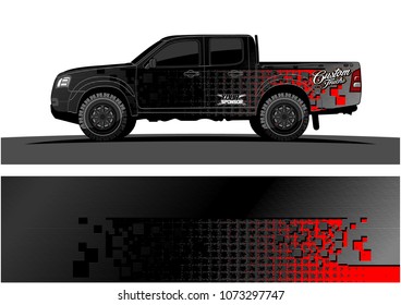 truck graphic vector design. abstract square shapes with grunge background for vinyl wrap.