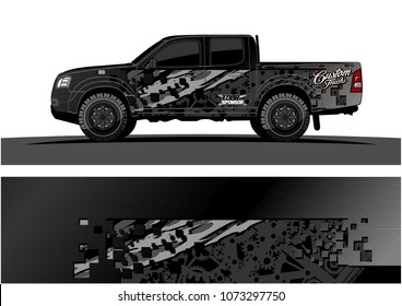 truck graphic vector design. abstract square shapes with grunge background for vinyl wrap.