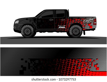 truck graphic vector design. abstract square shapes with grunge background for vinyl wrap.