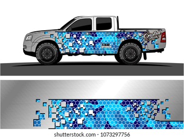 truck graphic vector design. abstract square shapes with grunge background for vinyl wrap.