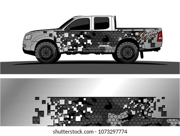 truck graphic vector design. abstract square shapes with grunge background for vinyl wrap.