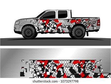 truck graphic vector design. abstract square shapes with grunge background for vinyl wrap.
