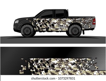 truck graphic vector design. abstract square shapes with grunge background for vinyl wrap.
