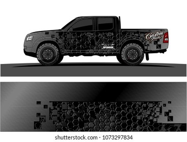 truck graphic vector design. abstract square shapes with grunge background for vinyl wrap.