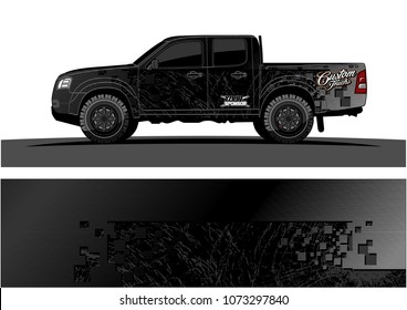 truck graphic vector design. abstract square shapes with grunge background for vinyl wrap.