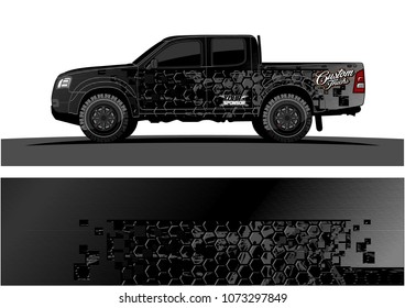 truck graphic vector design. abstract square shapes with grunge background for vinyl wrap.