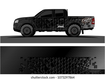 truck graphic vector design. abstract square shapes with grunge background for vinyl wrap.