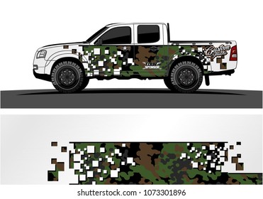 truck graphic vector design. abstract square shapes with modern camouflage background for vinyl wrap.