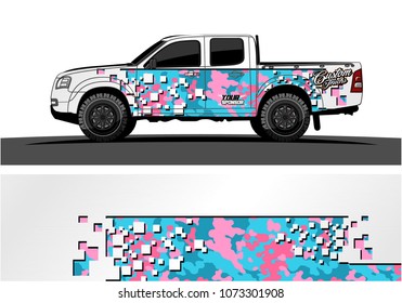 truck graphic vector design. abstract square shapes with modern camouflage background for vinyl wrap.