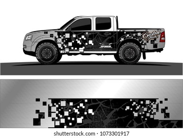 truck graphic vector design. abstract square shapes with modern camouflage background for vinyl wrap.