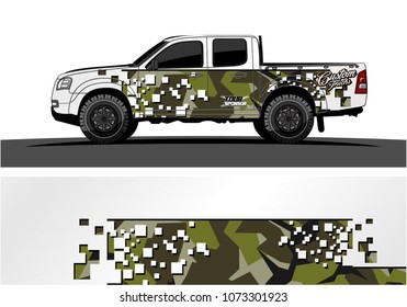truck graphic vector design. abstract square shapes with modern camouflage background for vinyl wrap.