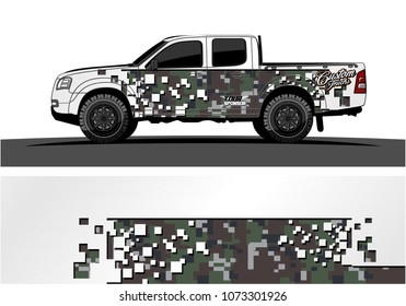 truck graphic vector design. abstract square shapes with modern camouflage background for vinyl wrap.