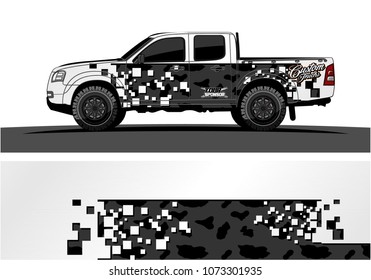 truck graphic vector design. abstract square shapes with modern camouflage background for vinyl wrap.