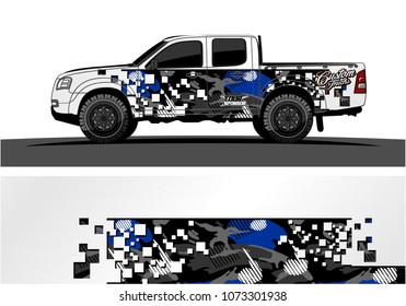 truck graphic vector design. abstract square shapes with modern camouflage background for vinyl wrap.