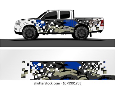 truck graphic vector design. abstract square shapes with modern camouflage background for vinyl wrap.