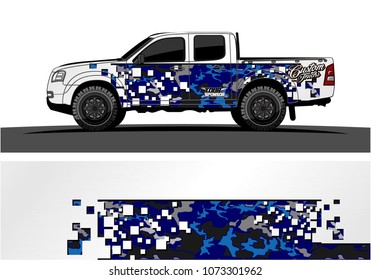 truck graphic vector design. abstract square shapes with modern camouflage background for vinyl wrap.