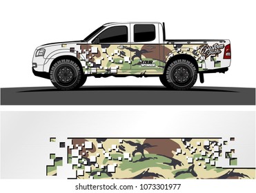 truck graphic vector design. abstract square shapes with modern camouflage background for vinyl wrap.