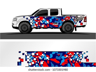 truck graphic vector design. abstract square shapes with modern camouflage background for vinyl wrap.