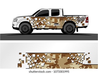 truck graphic vector design. abstract square shapes with modern camouflage background for vinyl wrap.
