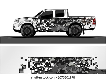 truck graphic vector design. abstract square shapes with modern camouflage background for vinyl wrap.