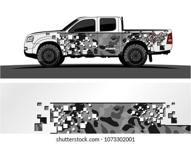 truck graphic vector design. abstract square shapes with modern camouflage background for vinyl wrap.