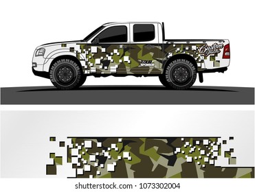 truck graphic vector design. abstract square shapes with modern camouflage background for vinyl wrap.