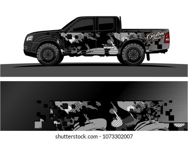 truck graphic vector design. abstract square shapes with modern camouflage background for vinyl wrap.