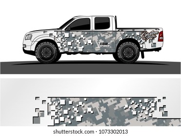 truck graphic vector design. abstract square shapes with modern camouflage background for vinyl wrap.