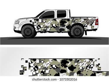truck graphic vector design. abstract square shapes with modern camouflage background for vinyl wrap.