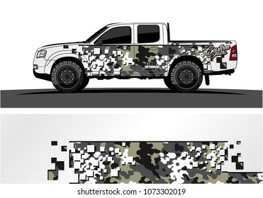 truck graphic vector design. abstract square shapes with modern camouflage background for vinyl wrap.