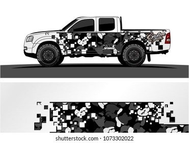 truck graphic vector design. abstract square shapes with modern camouflage background for vinyl wrap.