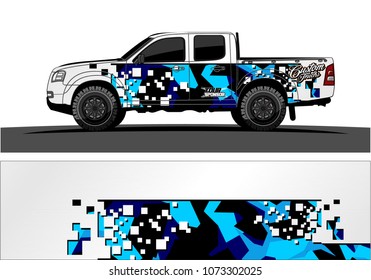 truck graphic vector design. abstract square shapes with modern camouflage background for vinyl wrap.