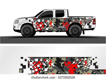 truck graphic vector design. abstract square shapes with modern camouflage background for vinyl wrap.