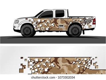 truck graphic vector design. abstract square shapes with modern camouflage background for vinyl wrap.