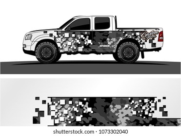 truck graphic vector design. abstract square shapes with modern camouflage background for vinyl wrap.