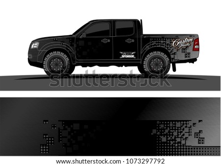 truck graphic vector design. abstract square shapes with grunge background for vinyl wrap.