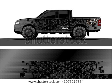 truck graphic vector design. abstract square shapes with grunge background for vinyl wrap.